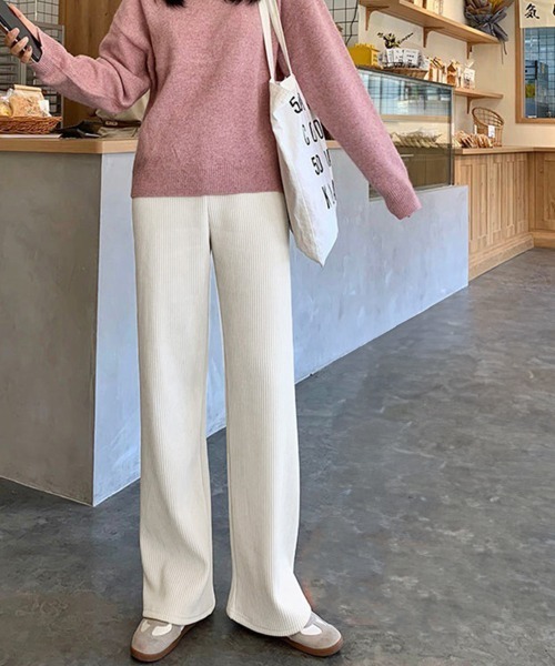 Miniministore(ミニミニストア)の「【新サイズ追加】裏起毛 コーデュロイパンツ レディース冬(スラックス・レディース・ブラック/アイボリー・M/L)」の5枚目の写真