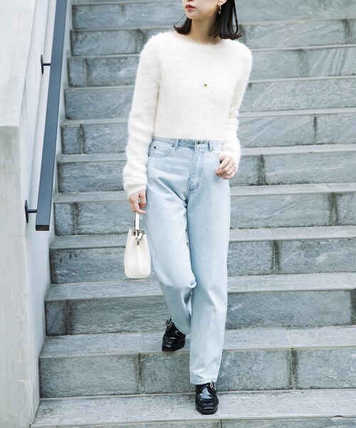 FREE'S MART（フリーズマート）の「前後２ＷＡＹリブシャギーショート丈ニット（カーディガン/ボレロ・レディース・ブルー/ベージュ/ホワイト/ライトグリーン・FREE）」の9枚目の写真