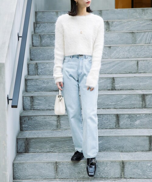 FREE'S MART（フリーズマート）の「前後２ＷＡＹリブシャギーショート丈ニット（カーディガン/ボレロ・レディース・ブルー/ベージュ/ホワイト/ライトグリーン・FREE）」の10枚目の写真