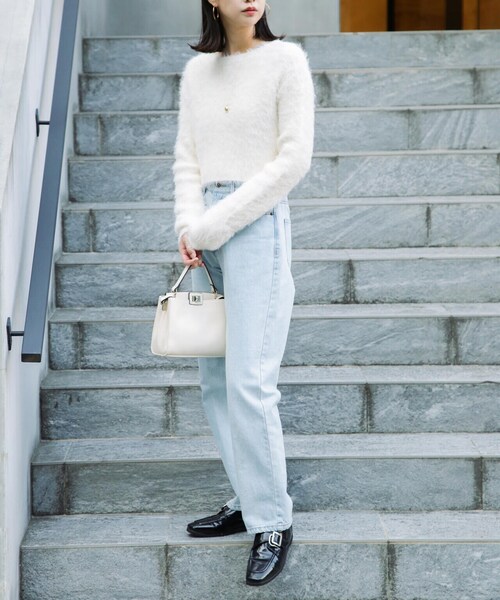 FREE'S MART（フリーズマート）の「前後２ＷＡＹリブシャギーショート丈ニット（カーディガン/ボレロ・レディース・ブルー/ベージュ/ホワイト/ライトグリーン・FREE）」の11枚目の写真