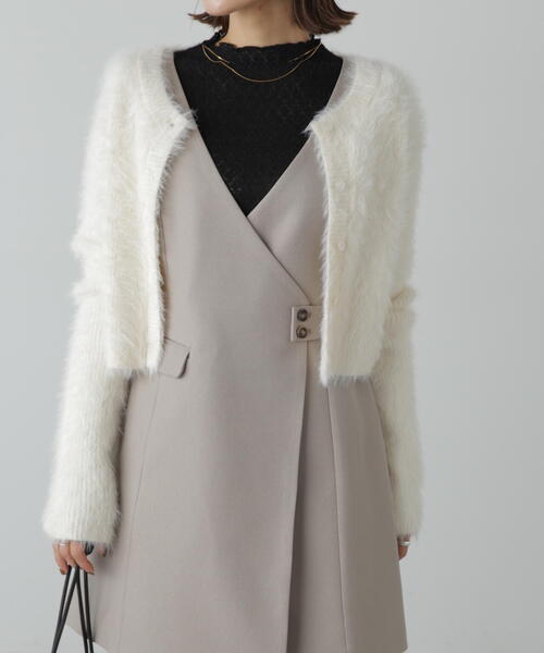 FREE'S MART（フリーズマート）の「前後２ＷＡＹリブシャギーショート丈ニット（カーディガン/ボレロ・レディース・ブルー/ベージュ/ホワイト/ライトグリーン・FREE）」の14枚目の写真