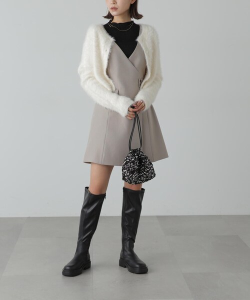 FREE'S MART（フリーズマート）の「前後２ＷＡＹリブシャギーショート丈ニット（カーディガン/ボレロ・レディース・ブルー/ベージュ/ホワイト/ライトグリーン・FREE）」の15枚目の写真