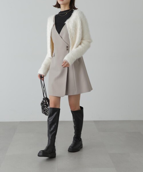 FREE'S MART（フリーズマート）の「前後２ＷＡＹリブシャギーショート丈ニット（カーディガン/ボレロ・レディース・ブルー/ベージュ/ホワイト/ライトグリーン・FREE）」の17枚目の写真