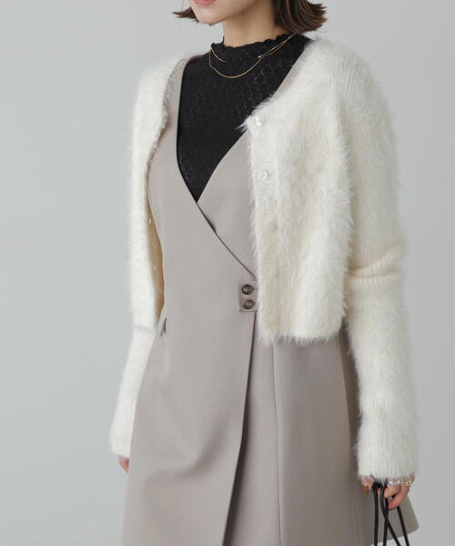 FREE'S MART（フリーズマート）の「前後２ＷＡＹリブシャギーショート丈ニット（カーディガン/ボレロ・レディース・ブルー/ベージュ/ホワイト/ライトグリーン・FREE）」の19枚目の写真