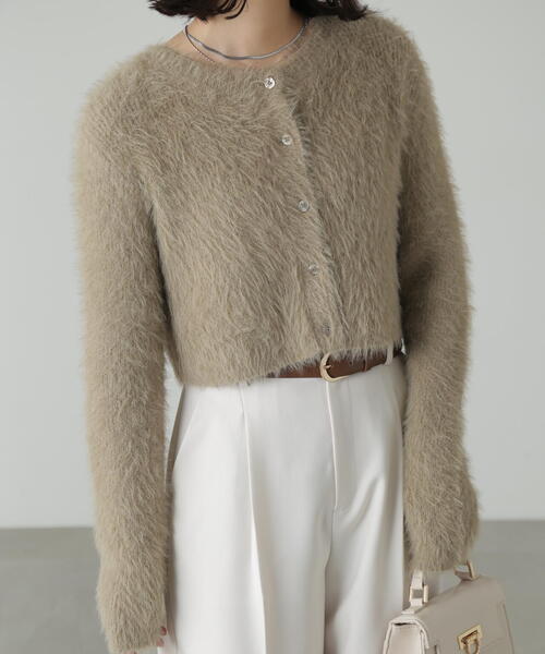 FREE'S MART（フリーズマート）の「前後２ＷＡＹリブシャギーショート丈ニット（カーディガン/ボレロ・レディース・ブルー/ベージュ/ホワイト/ライトグリーン・FREE）」の21枚目の写真