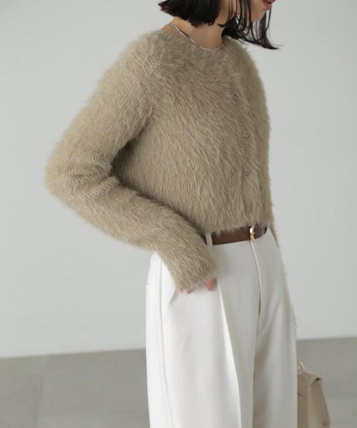 FREE'S MART（フリーズマート）の「前後２ＷＡＹリブシャギーショート丈ニット（カーディガン/ボレロ・レディース・ブルー/ベージュ/ホワイト/ライトグリーン・FREE）」の22枚目の写真