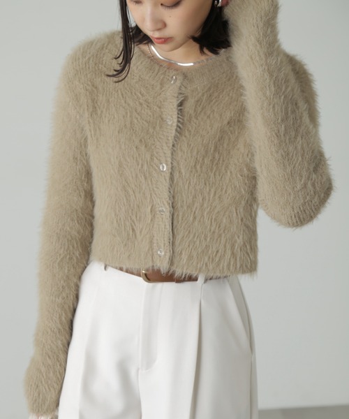 FREE'S MART（フリーズマート）の「前後２ＷＡＹリブシャギーショート丈ニット（カーディガン/ボレロ・レディース・ブルー/ベージュ/ホワイト/ライトグリーン・FREE）」の3枚目の写真