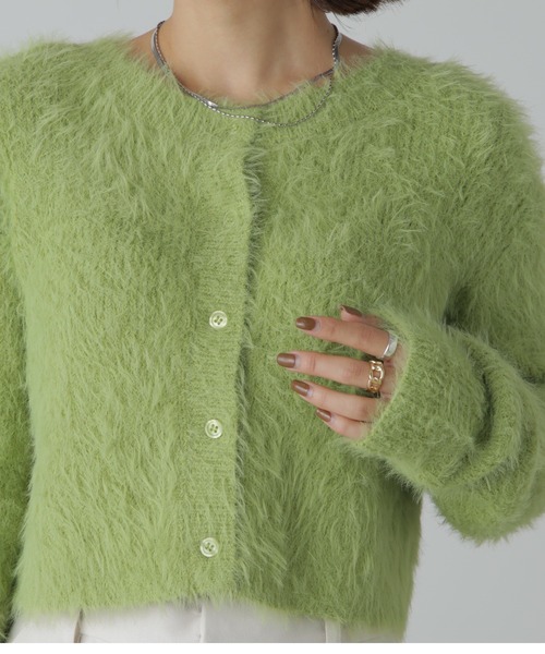 FREE'S MART（フリーズマート）の「前後２ＷＡＹリブシャギーショート丈ニット（カーディガン/ボレロ・レディース・ブルー/ベージュ/ホワイト/ライトグリーン・FREE）」の4枚目の写真