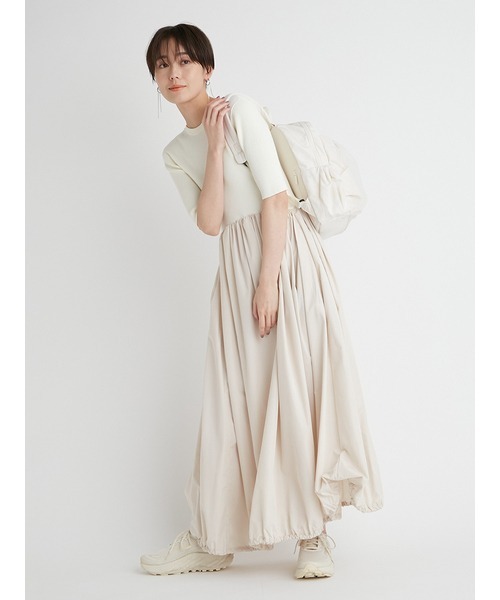 emmi（エミ）の「【emmi atelier】eco　メッシュカバーミニギャザーバックパック（バックパック/リュック・レディース・アイボリー/ブラック・FREE）」の5枚目の写真