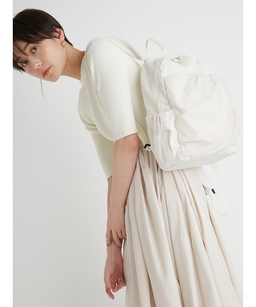 emmi（エミ）の「【emmi atelier】eco　メッシュカバーミニギャザーバックパック（バックパック/リュック・レディース・アイボリー/ブラック・FREE）」の3枚目の写真