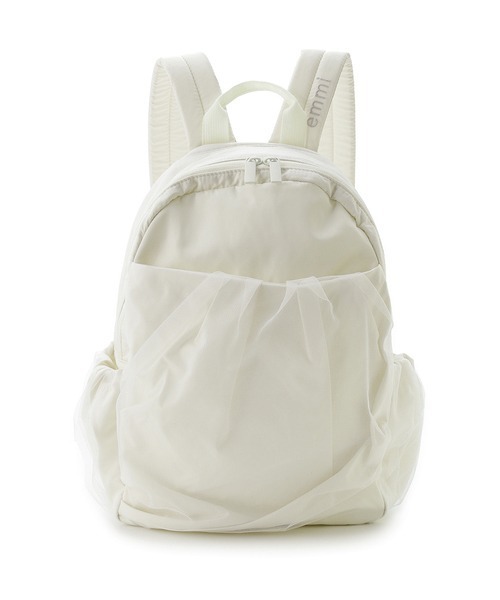 emmi（エミ）の「【emmi atelier】eco　メッシュカバーミニギャザーバックパック（バックパック/リュック・レディース・アイボリー/ブラック・FREE）」の6枚目の写真
