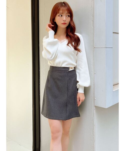 RESEXXY(リゼクシー)の「ビットポイントミニスカート(スカート・レディース・ブラック/チャコールグレー/ベージュ・FREE)」の4枚目の写真