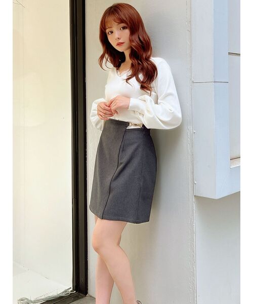 RESEXXY(リゼクシー)の「ビットポイントミニスカート(スカート・レディース・ブラック/チャコールグレー/ベージュ・FREE)」の5枚目の写真