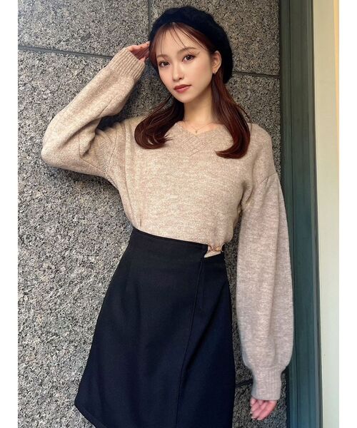 RESEXXY(リゼクシー)の「ビットポイントミニスカート(スカート・レディース・ブラック/チャコールグレー/ベージュ・FREE)」の7枚目の写真