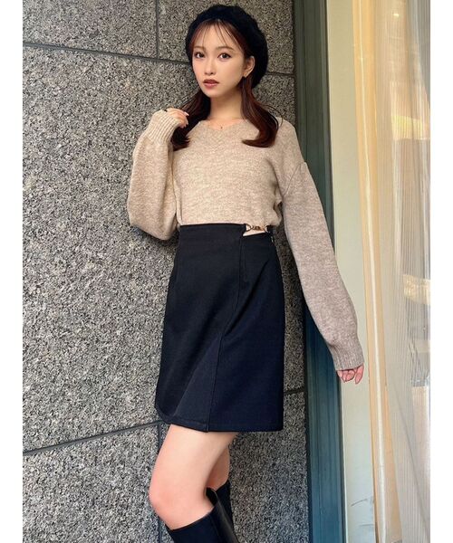 RESEXXY(リゼクシー)の「ビットポイントミニスカート(スカート・レディース・ブラック/チャコールグレー/ベージュ・FREE)」の8枚目の写真