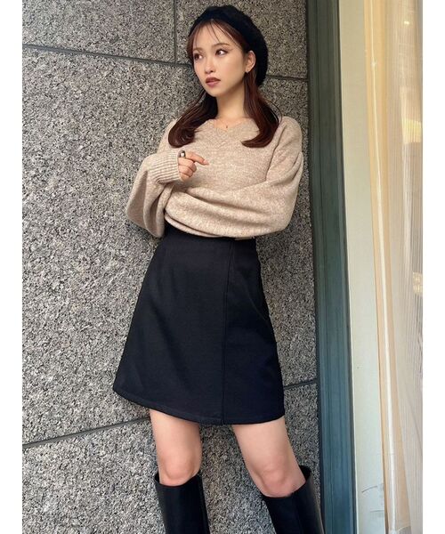 RESEXXY(リゼクシー)の「ビットポイントミニスカート(スカート・レディース・ブラック/チャコールグレー/ベージュ・FREE)」の9枚目の写真