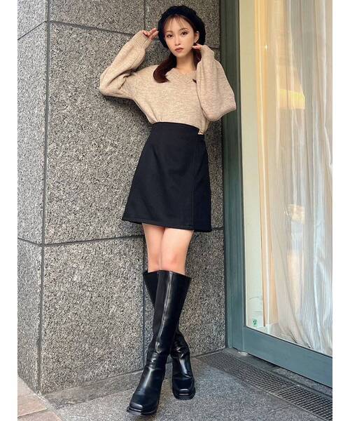 RESEXXY(リゼクシー)の「ビットポイントミニスカート(スカート・レディース・ブラック/チャコールグレー/ベージュ・FREE)」の10枚目の写真