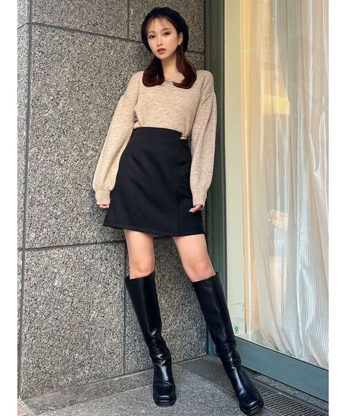 RESEXXY(リゼクシー)の「ビットポイントミニスカート(スカート・レディース・ブラック/チャコールグレー/ベージュ・FREE)」の11枚目の写真