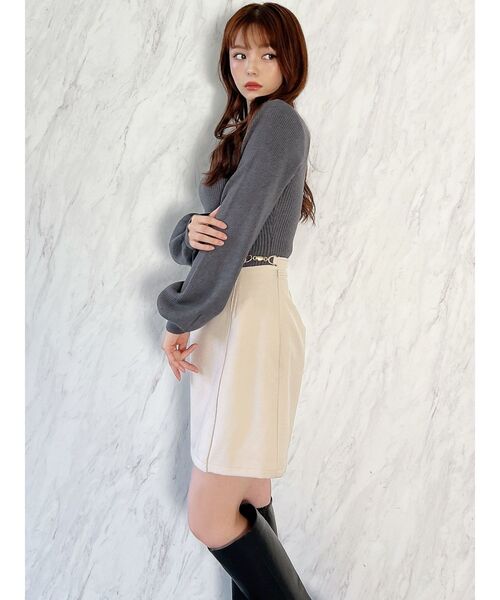 RESEXXY(リゼクシー)の「ビットポイントミニスカート(スカート・レディース・ブラック/チャコールグレー/ベージュ・FREE)」の12枚目の写真