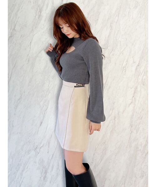 RESEXXY(リゼクシー)の「ビットポイントミニスカート(スカート・レディース・ブラック/チャコールグレー/ベージュ・FREE)」の13枚目の写真