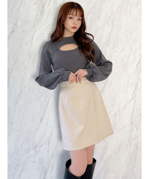 RESEXXY(リゼクシー)の「ビットポイントミニスカート(スカート・レディース・ブラック/チャコールグレー/ベージュ・FREE)」の14枚目の写真