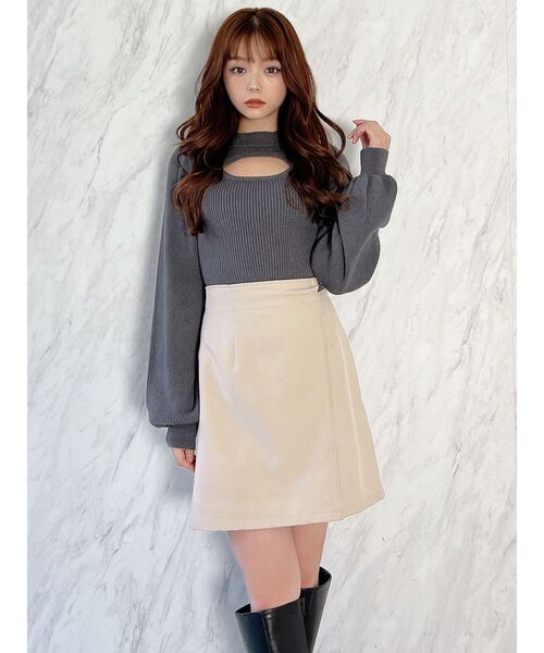 RESEXXY(リゼクシー)の「ビットポイントミニスカート(スカート・レディース・ブラック/チャコールグレー/ベージュ・FREE)」の15枚目の写真