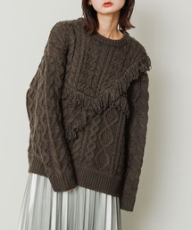 SENSE OF PLACE by URBAN RESEARCH | フリンジケーブルパッチワークセーター(ニット/セーター)