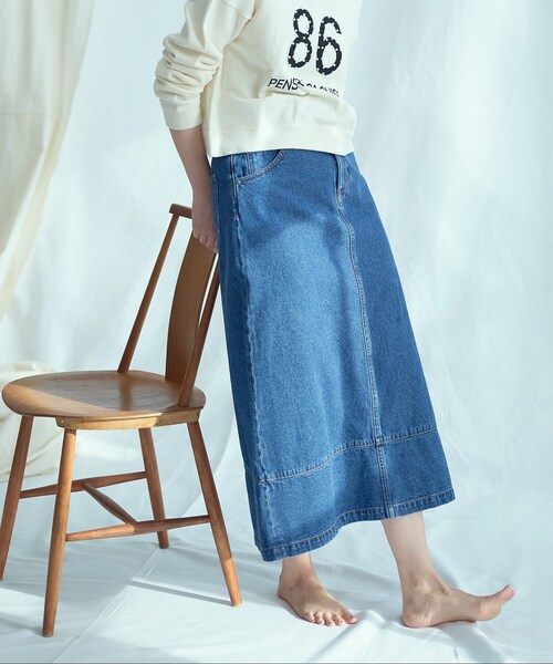 GALLEST(ギャレスト)の「フレアデニムスカート(デニムスカート・レディース・アイボリー/チャコールグレー/ネイビー・40/38/36)」の3枚目の写真