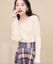 WEB限定 / ランダムリブ配色きれいめニット