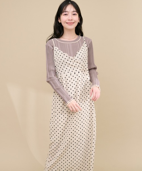 natural couture(ナチュラルクチュール)の「WEB限定 / ランダムリブ配色きれいめニット(ニット/セーター・レディース・アイボリー/ラベンダー/ネイビー/オレンジ/グレイッシュベージュ・FREE)」の19枚目の写真