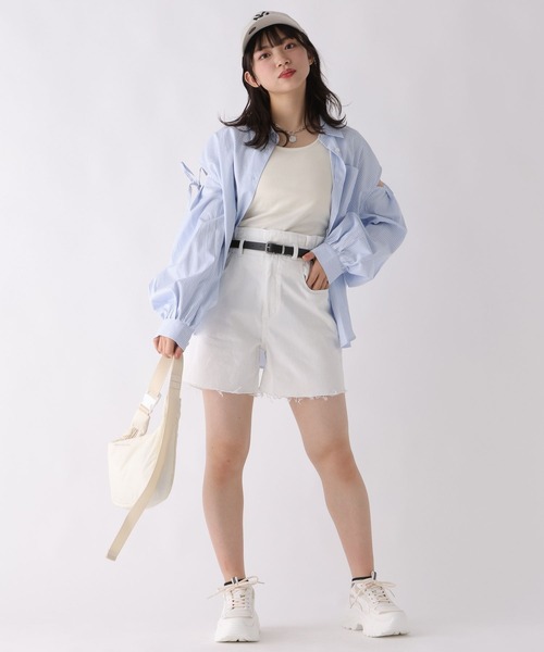 repipi armario（レピピ アルマリオ）の「ストライプカタリボンブラウス（シャツ/ブラウス・キッズ・ブラック/サックスブルー/ピンク・MEDIUM/SMALL/LARGE）」の7枚目の写真