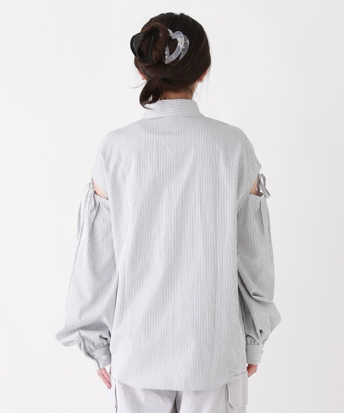 repipi armario（レピピ アルマリオ）の「ストライプカタリボンブラウス（シャツ/ブラウス・キッズ・ブラック/サックスブルー/ピンク・MEDIUM/SMALL/LARGE）」の10枚目の写真