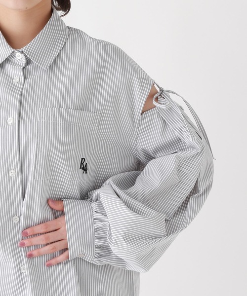 repipi armario（レピピ アルマリオ）の「ストライプカタリボンブラウス（シャツ/ブラウス・キッズ・ブラック/サックスブルー/ピンク・MEDIUM/SMALL/LARGE）」の12枚目の写真