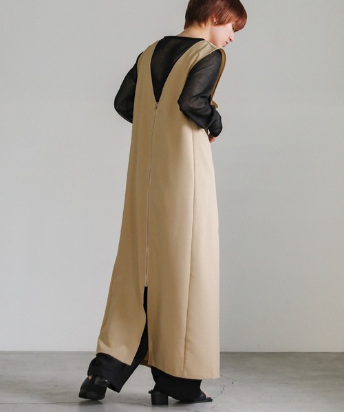 select MOCA（セレクトモカ）の「Vネック2WAYジャンスカ（ジャンパースカート・レディース・ブラック/アイボリー/ベージュ・LARGE/MEDIUM）」の16枚目の写真