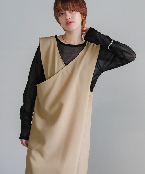 select MOCA（セレクトモカ）の「Vネック2WAYジャンスカ（ジャンパースカート・レディース・ブラック/アイボリー/ベージュ・LARGE/MEDIUM）」の17枚目の写真