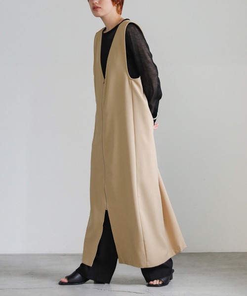 select MOCA（セレクトモカ）の「Vネック2WAYジャンスカ（ジャンパースカート・レディース・ブラック/アイボリー/ベージュ・LARGE/MEDIUM）」の4枚目の写真