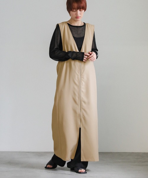 select MOCA（セレクトモカ）の「Vネック2WAYジャンスカ（ジャンパースカート・レディース・ブラック/アイボリー/ベージュ・LARGE/MEDIUM）」の9枚目の写真