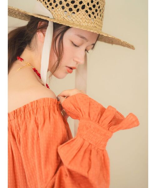 Ungrid（アングリッド）の「オフショルギャザーボリュームワンピース（ワンピース・レディース・オレンジ/ブラック・FREE）」の8枚目の写真