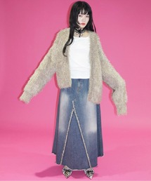 【 select 】fringe denim flare SK / フリンジデニムスカート