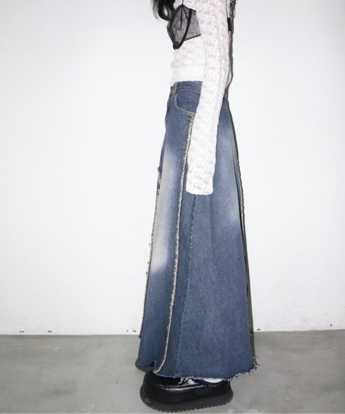 musubore（ムスボレ）の「【 select 】fringe denim flare SK / フリンジデニムスカート（デニムスカート・レディース・ブルー・FREE）」の18枚目の写真