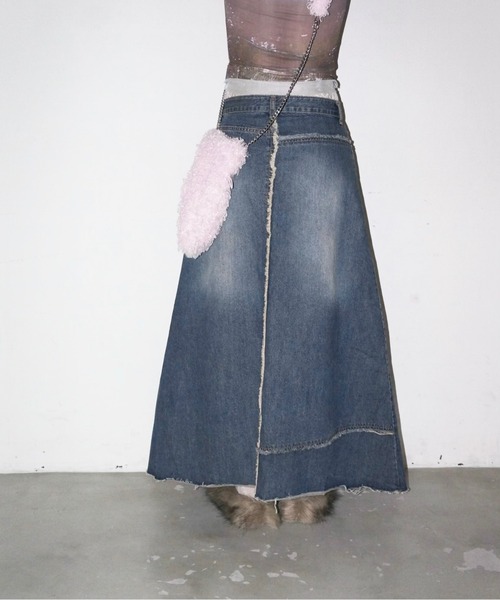 musubore（ムスボレ）の「【 select 】fringe denim flare SK / フリンジデニムスカート（デニムスカート・レディース・ブルー・FREE）」の15枚目の写真