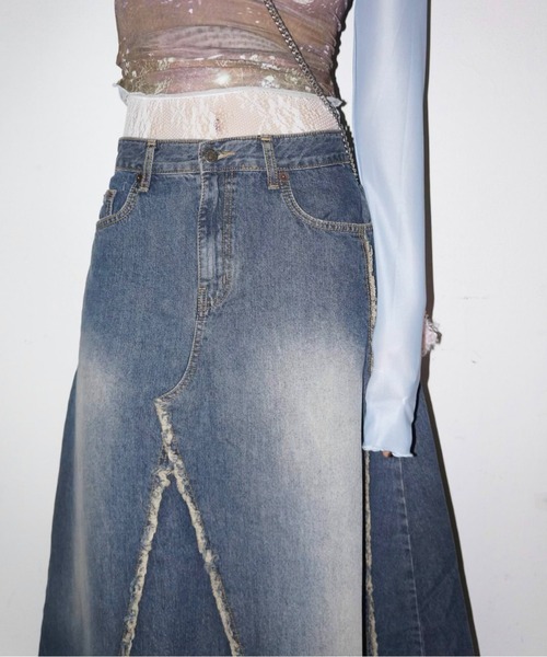 musubore（ムスボレ）の「【 select 】fringe denim flare SK / フリンジデニムスカート（デニムスカート・レディース・ブルー・FREE）」の16枚目の写真