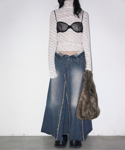 musubore（ムスボレ）の「【 select 】fringe denim flare SK / フリンジデニムスカート（デニムスカート・レディース・ブルー・FREE）」の20枚目の写真