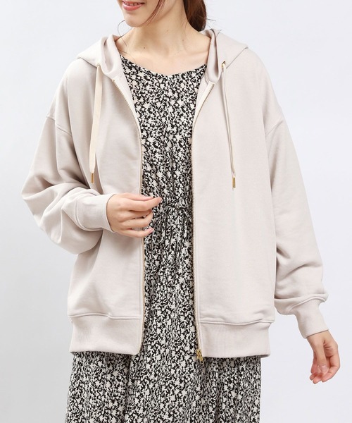 GLOBAL WORK Smile Seed Store（グローバルワーク スマイルシードストア）の「ドライ裏毛ジップパーカー/984078（パーカー・レディース・ブラック/ベージュ/アイボリー/サックスブルー・MEDIUM/X-LARGE/LARGE/SMALL）」の11枚目の写真