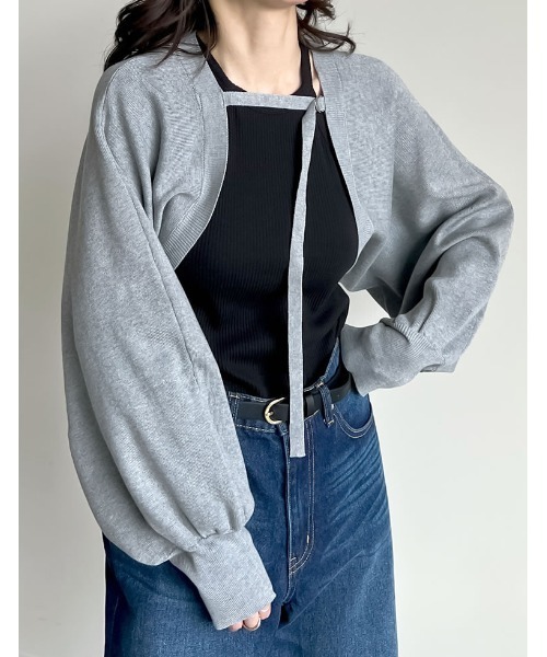 セール】レーヨンナイロンミラノリブニットボレロ（カーディガン