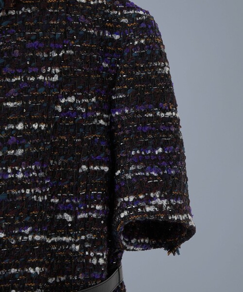 FALL ミックスツイードショートスリーブコート BLAMINK