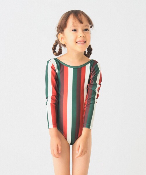 B:MING by BEAMS（ビーミングバイビームス）の「B:MING by BEAMS / ストライプ スイム ワンピース（100～140cm）（水着・キッズ・オレンジ/グリーン・100/110/120/130/140）」の9枚目の写真