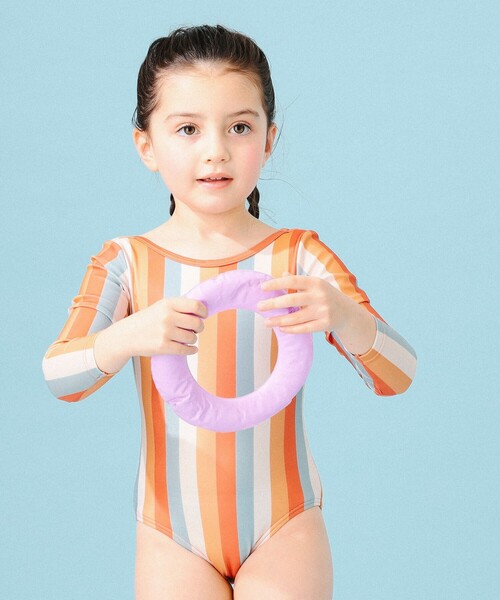 B:MING by BEAMS（ビーミングバイビームス）の「B:MING by BEAMS / ストライプ スイム ワンピース（100～140cm）（水着・キッズ・オレンジ/グリーン・100/110/120/130/140）」の13枚目の写真