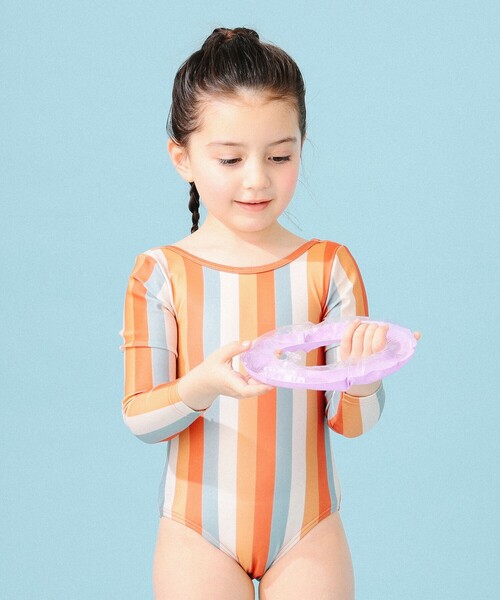 B:MING by BEAMS（ビーミングバイビームス）の「B:MING by BEAMS / ストライプ スイム ワンピース（100～140cm）（水着・キッズ・オレンジ/グリーン・100/110/120/130/140）」の14枚目の写真