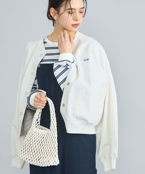 PENNEYS(ぺニーズ)の「PENNEYS(ぺニーズ)別注インレイクルーネックカーディガン(カーディガン/ボレロ・レディース・オフホワイト/ライトグレー/ネイビー/ダークグレー/ロイヤルブルー・M/L)」の2枚目の写真